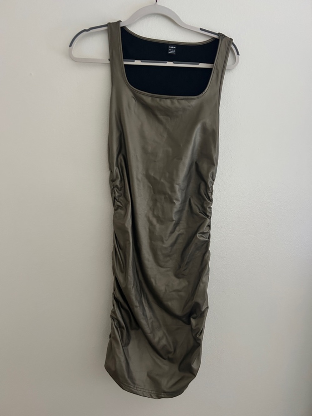 SHEIN Olive/Bronze Tank Ruched Midi Dress